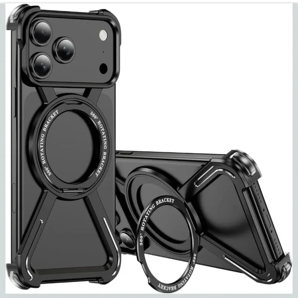 iPhone 17 Pro Max MagSafe Metal Case Kickstand Black